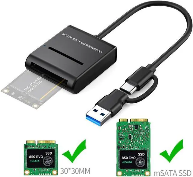 Alt view image 4 of 7 - USB-C USB 3.1 Type C & Type-A to 50mm mSATA PCI-E Solid State Disk SSD Case Enclosure