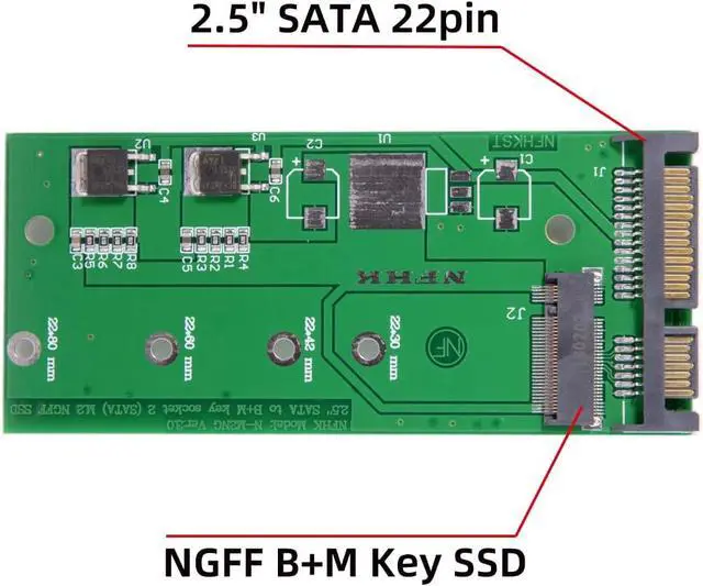 Alt view image 6 of 7 - M.2 NGFF B+M Key SSD to 2.5" SATA 22pin Hard Disk SSD PCBA for E431 E531 X240S Y410P Y510P