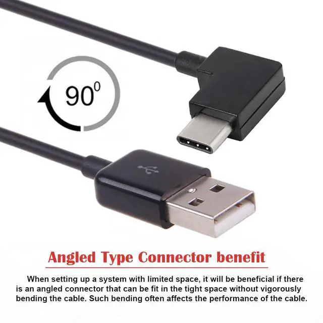 Alt view image 5 of 7 - 200cm Right Angled Type-C USB-C to USB 2.0 Cable 90 Degree Connector for Tablet & Phone