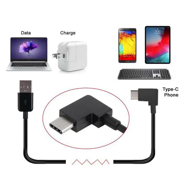 Alt view image 7 of 7 - 200cm Right Angled Type-C USB-C to USB 2.0 Cable 90 Degree Connector for Tablet & Phone
