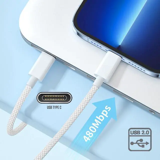 Alt view image 3 of 7 - Fast Charge Type-C USB-C to USB 2.0 Data Power Cable for Tablet & Phone & Mate Serials White (100CM)