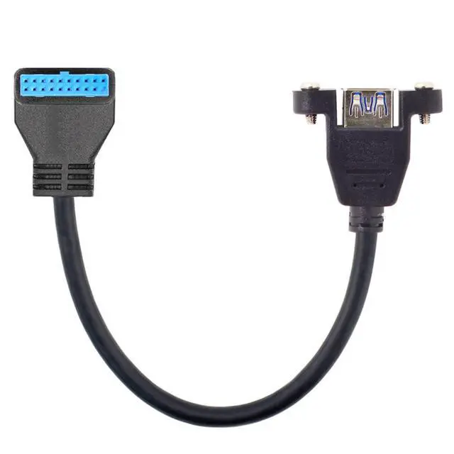 Alt view image 2 of 7 - USB 3.0 Single Port A Female Screw Mount Type to Up Angled Motherboard 20pin Header Cable (25CM)