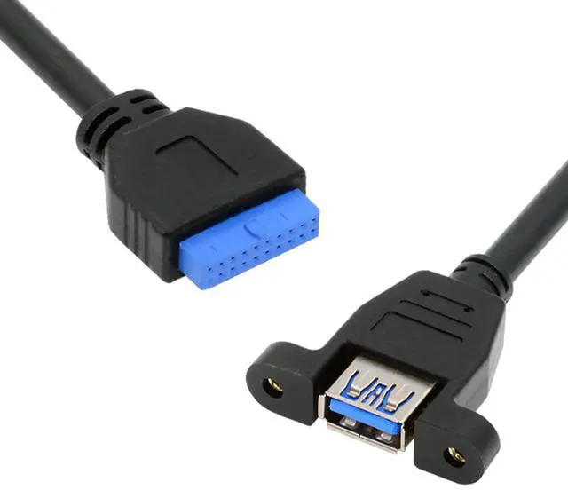 Main image of USB 3.0 20 Pin Straight Type Connector Motherboard to Single Port USB-A Female Screw Mount Cable (25CM)