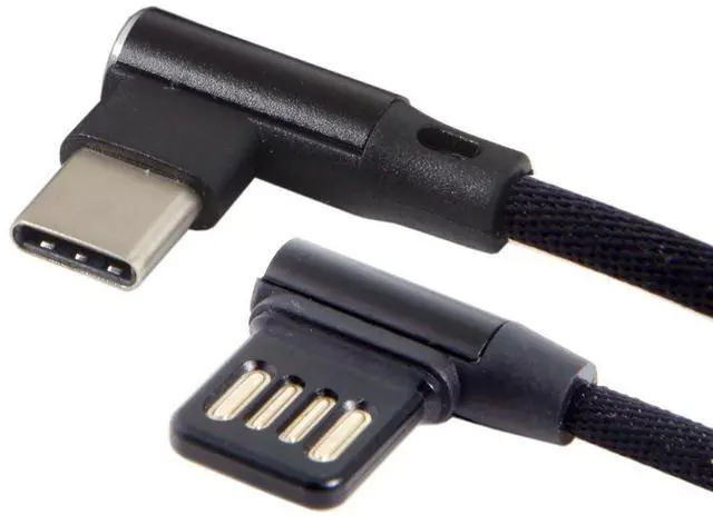 Main image of USB-C 3.1 Type-C to Left Angled 90 Degree USB 2.0 Data Cable with Sleeve for Tablet & Mobile Phone
