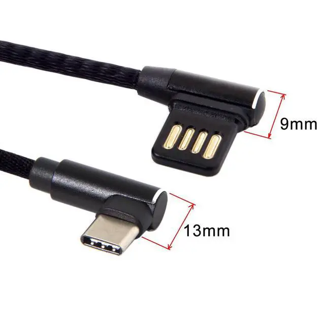 Alt view image 5 of 7 - USB-C 3.1 Type-C to Left Angled 90 Degree USB 2.0 Data Cable with Sleeve for Tablet & Mobile Phone