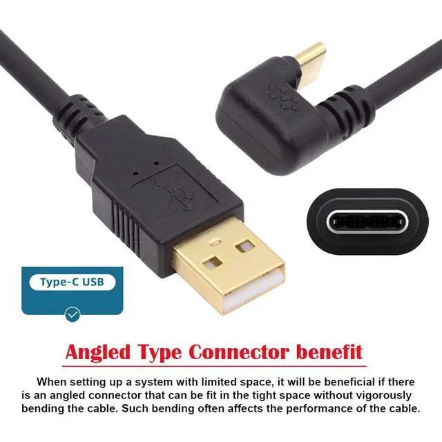 Alt view image 7 of 7 - USB-C USB 3.1 Type C to USB 2.0 360 Degree Up & Down Angled Data Cable for Laptop & Tablet & Cell Phone