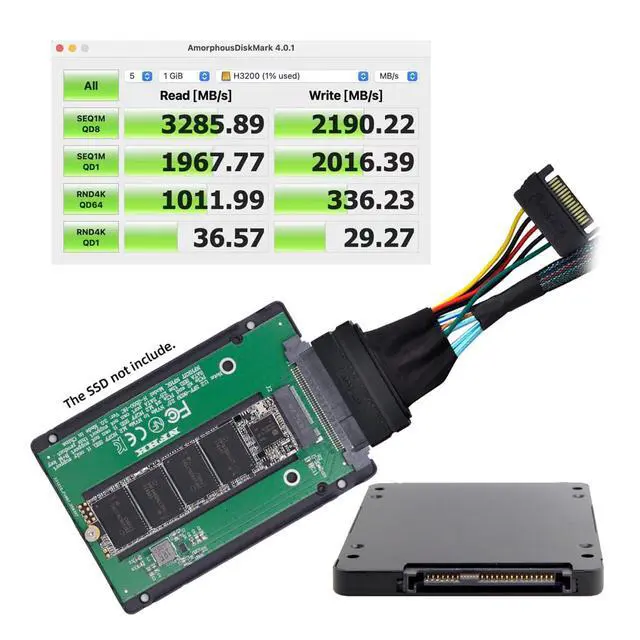 Alt view image 7 of 7 - JESR U.2 U2 SFF-8639 to Slimline SFF-8654 4i NVME PCIe SSD Cable for Mainboard SSD 750 p3600 p3700 M.2 (50CM)