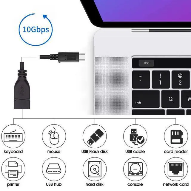 Alt view image 6 of 7 - USB3.1 Type C USB-C Male Host to USB 3.0 A Female Target Device OTG Adapter Cable 10Gbps