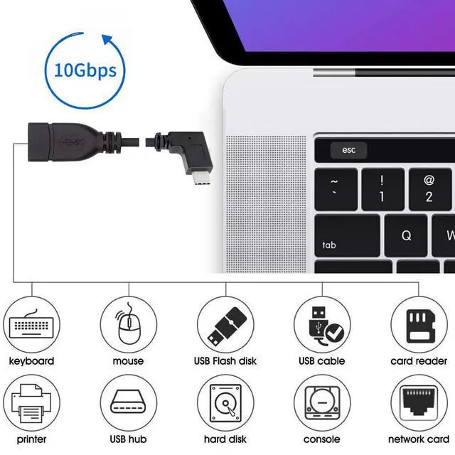 Alt view image 6 of 7 - 90 Degree Right Angled USB-C USB 3.1 Type C Male to A Female OTG Data Cable for Tablet Phone