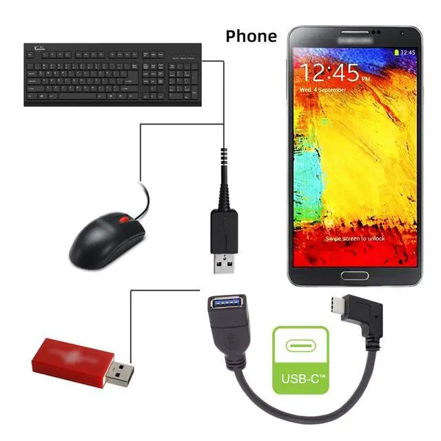 Alt view image 3 of 7 - 90 Degree Right Angled USB-C USB 3.1 Type C Male to A Female OTG Data Cable for Tablet Phone