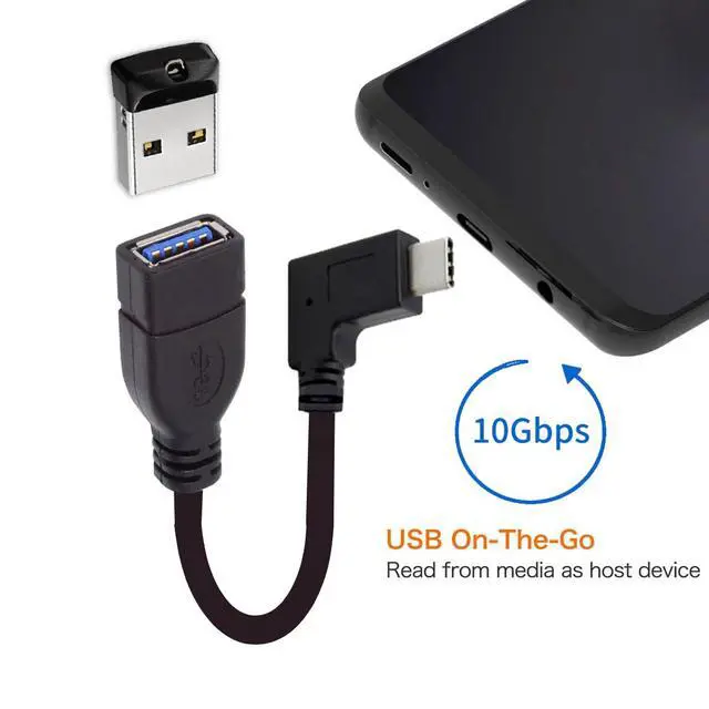 Alt view image 5 of 7 - 90 Degree Right Angled USB-C USB 3.1 Type C Male to A Female OTG Data Cable for Tablet Phone