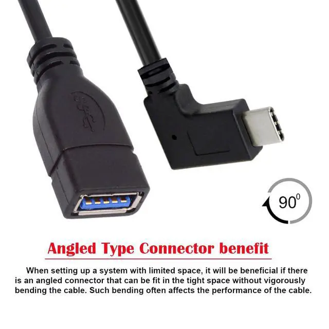 Alt view image 4 of 7 - 90 Degree Right Angled USB-C USB 3.1 Type C Male to A Female OTG Data Cable for Tablet Phone