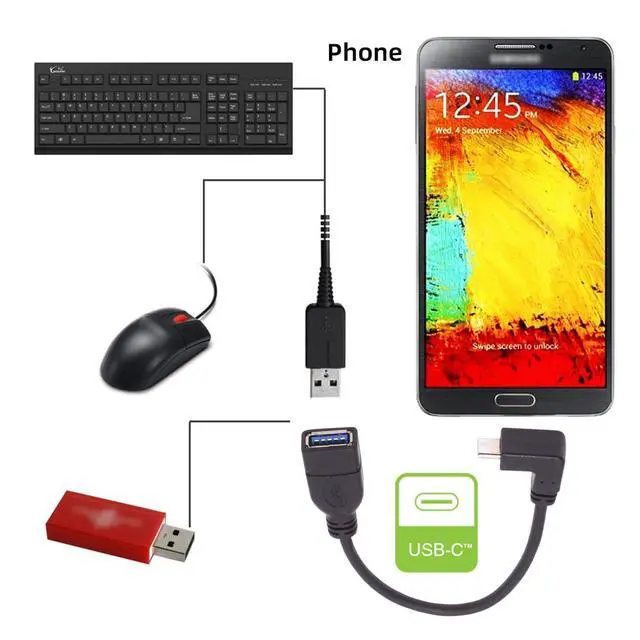 Alt view image 5 of 7 - Up Down Angled 90 Degree USB-C Type-C to USB 3.0 Female OTG Cable for Laptop Cell Phone
