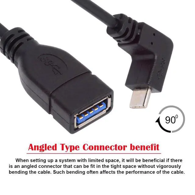 Alt view image 6 of 7 - Up Down Angled 90 Degree USB-C Type-C to USB 3.0 Female OTG Cable for Laptop Cell Phone