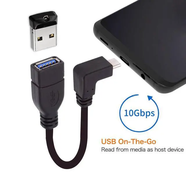 Alt view image 7 of 7 - Up Down Angled 90 Degree USB-C Type-C to USB 3.0 Female OTG Cable for Laptop Cell Phone