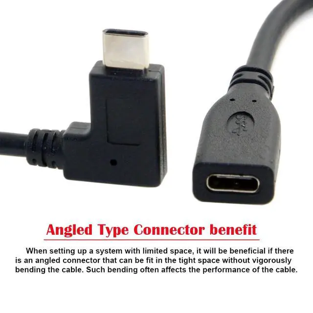 Alt view image 2 of 7 - 90 Degree Right Angled USB-C USB 3.1 Type C Male to Female Extension Data Cable for Laptop Tablet 20cm