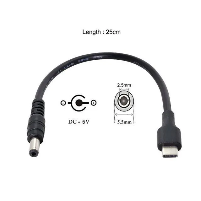 Alt view image 5 of 7 - DC5V USB 3.1 Type C USB-C Host to DC 5.5 2.5mm Power Plug Output Extension Charge Cable (20cm)