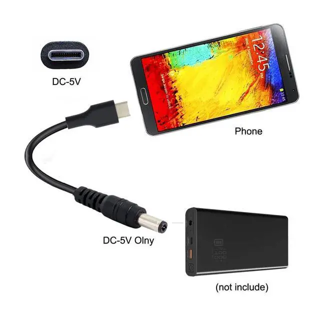 Alt view image 7 of 7 - DC5V USB 3.1 Type C USB-C Host to DC 5.5 2.5mm Power Plug Output Extension Charge Cable (20cm)