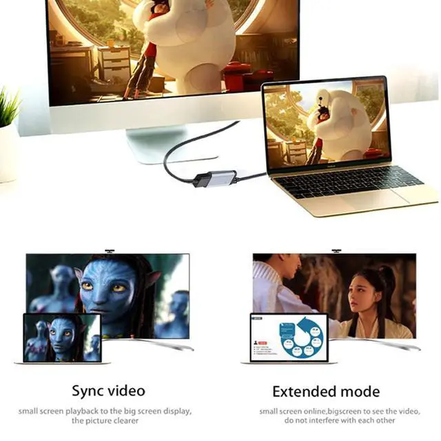 Alt view image 4 of 7 - USB-C USB 3.1 Type C to Mini Displayport DP & USB OTG & USB-C Female Charger Adapter for Laptop & Phone