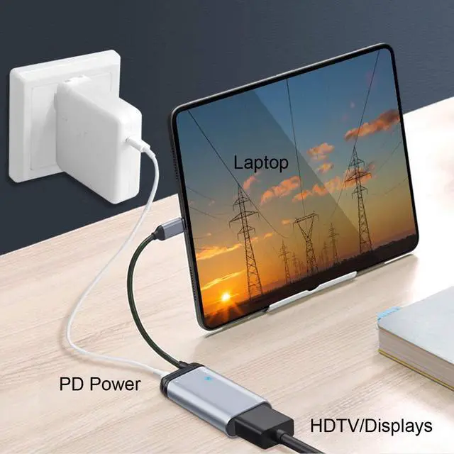 Alt view image 7 of 7 - USB-C USB 3.1 Type C to Mini Displayport DP & USB OTG & USB-C Female Charger Adapter for Laptop & Phone