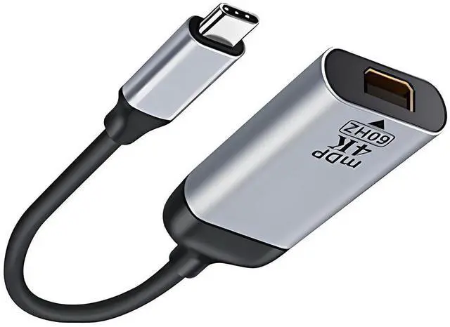 Main image of USB-C USB 3.1 Type C Host to Mini DisplayPort DP Displays 4K HDTV Adapter Cable with Silver Case for Laptop Phone
