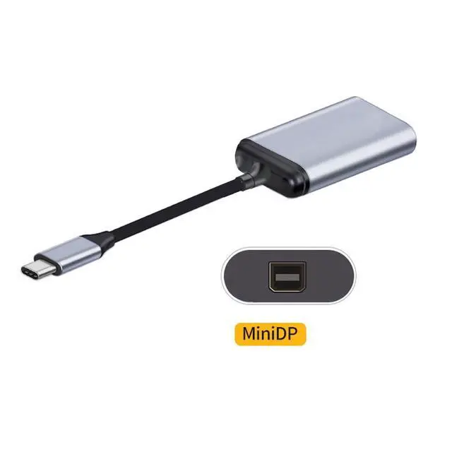 Alt view image 2 of 7 - USB-C USB 3.1 Type C Host to Mini DisplayPort DP Displays 4K HDTV Adapter Cable with Silver Case for Laptop Phone