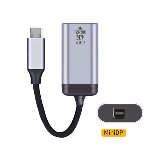 Alt view image 4 of 7 - USB-C USB 3.1 Type C Host to Mini DisplayPort DP Displays 4K HDTV Adapter Cable with Silver Case for Laptop Phone
