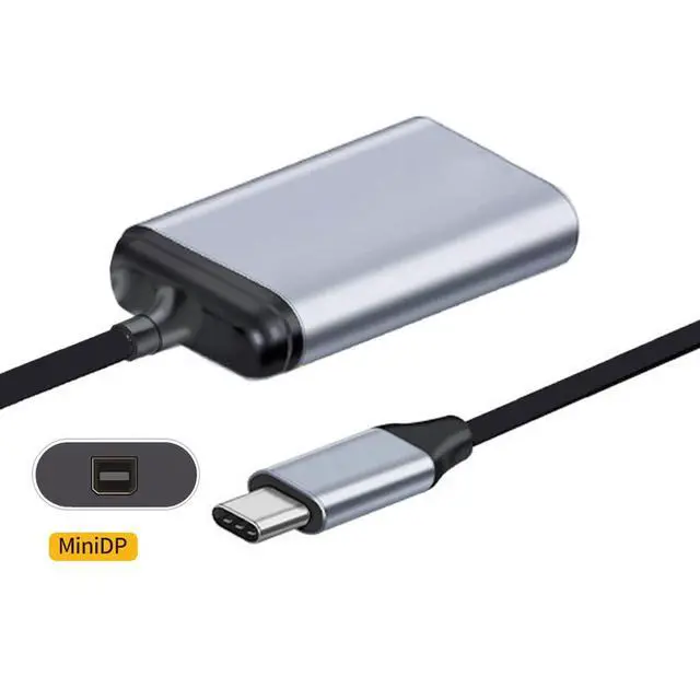 Alt view image 3 of 7 - USB-C USB 3.1 Type C Host to Mini DisplayPort DP Displays 4K HDTV Adapter Cable with Silver Case for Laptop Phone