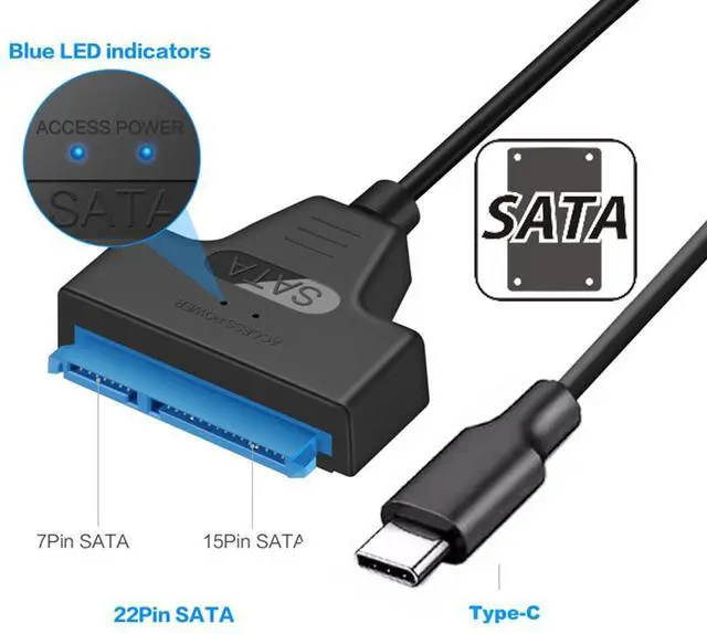 Alt view image 3 of 7 - Type C USB 3.1 Male to SATA 22 Pin 2.5" Hard Disk Driver SSD Adapter Cable for Desktop & Laptop