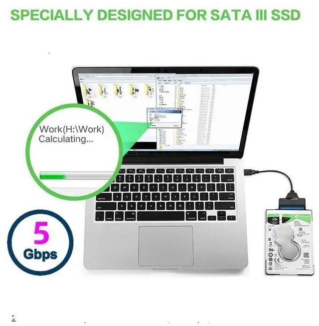 Alt view image 5 of 7 - Type C USB 3.1 Male to SATA 22 Pin 2.5" Hard Disk Driver SSD Adapter Cable for Desktop & Laptop