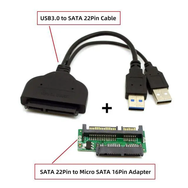 Alt view image 4 of 7 - 1set USB 3.0 to SATA 22Pin & SATA to Micro SATA Adapter for 1.8" 2.5" Hard Disk Driver with Extral USB Power Cable