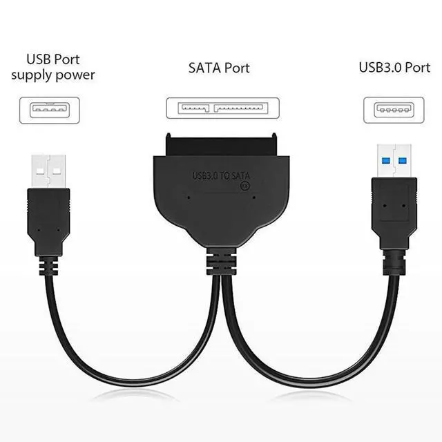 Alt view image 2 of 7 - USB 3.0 Type-A 5Gbps to SATA 7+15 Pin 22Pin Adapter Cable for 2.5inch Hard Disk Drive