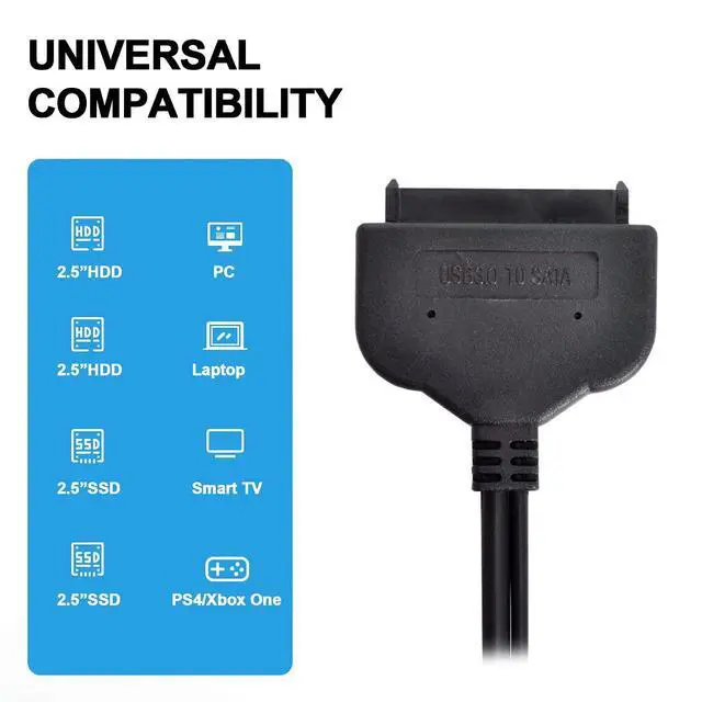 Alt view image 7 of 7 - USB 3.0 Type-A 5Gbps to SATA 7+15 Pin 22Pin Adapter Cable for 2.5inch Hard Disk Drive