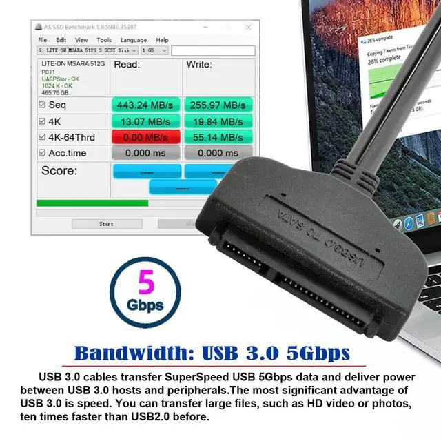 Alt view image 3 of 7 - 1set USB 3.0 to SATA 22Pin & SATA to Micro SATA Adapter for 1.8" 2.5" Hard Disk Driver with Extral USB Power Cable