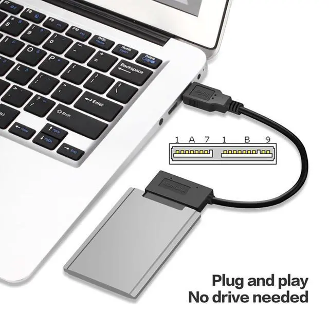 Alt view image 2 of 7 - USB 3.0 to Micro SATA 7+9 16 Pin 1.8" 90 Degree Angled Hard Disk Driver SSD Adapter Cable 10cm