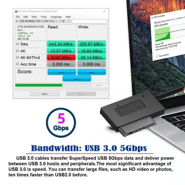 Alt view image 4 of 7 - USB 3.0 to Micro SATA 7+9 16 Pin 1.8" 90 Degree Angled Hard Disk Driver SSD Adapter Cable 10cm