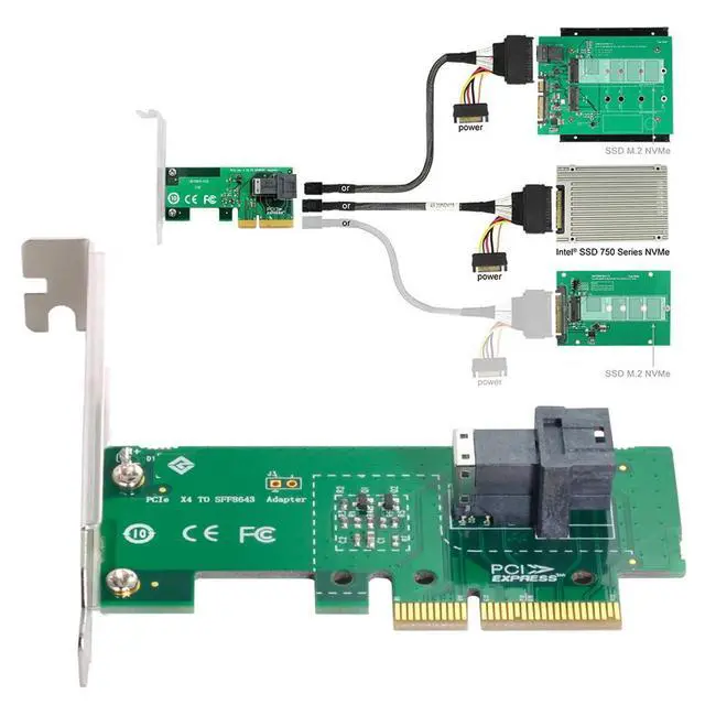 Alt view image 3 of 7 - JSR PCI-E 3.0 x4 Lane Host Adapter M.2 NGFF M Key SSD to U.2 U2 Kit SFF-8639 with Cable for Mainboard SSD 750