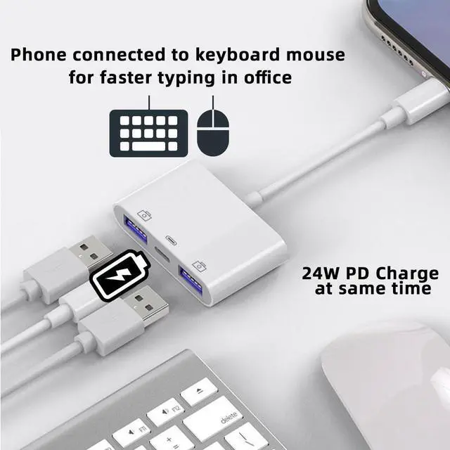 Alt view image 6 of 7 - USB 3.1 USB-C to Multiple 2 Ports USB2.0 Hub with PD Power Charge for Phone Laptop