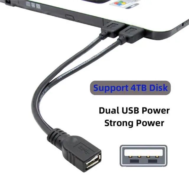 Alt view image 3 of 7 - USB 2.0 Female to Dual A Male Extra Power Data Y Extension Cable for 2.5" Mobile Hard Disk (20CM)