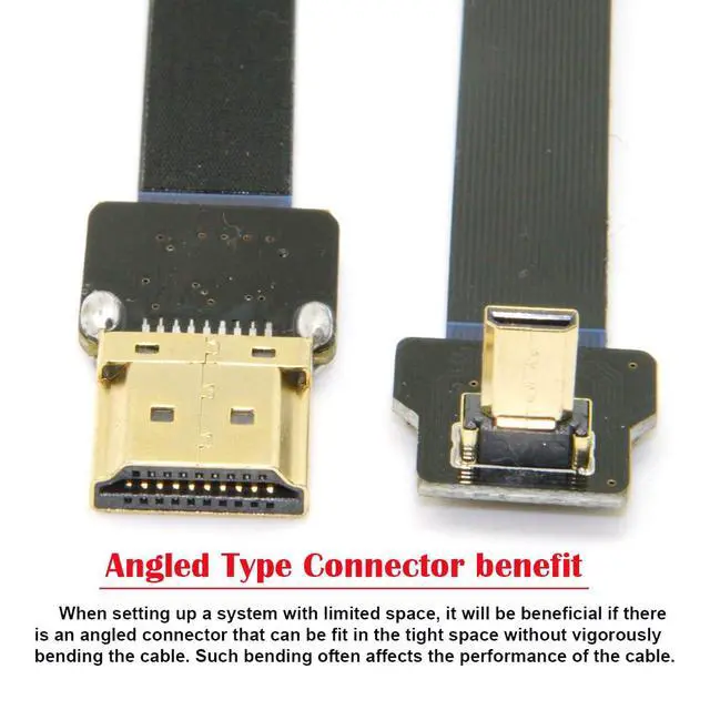 Alt view image 3 of 7 - 90 Degree Down Angled FPV Micro HDMI Male to HDMI Male FPC Flat Cable 50cm for Multicopter Aerial Photography