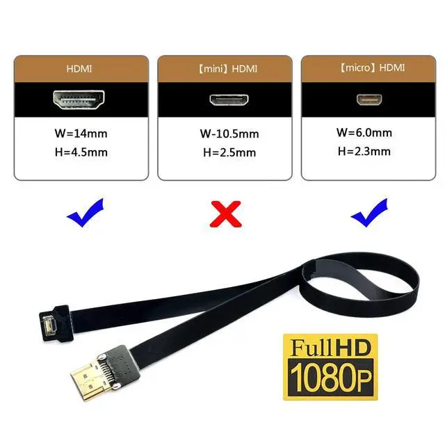 Alt view image 6 of 7 - 90 Degree Down Angled FPV Micro HDMI Male to HDMI Male FPC Flat Cable 50cm for Multicopter Aerial Photography