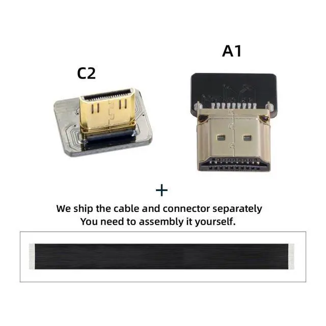 Alt view image 3 of 7 - CYFPV 90 Degree Up Angled FPV Mini HDMI Male to HDMI Male FPC Flat Cable 50cm for FPV HDTV Multicopter Aerial Photography