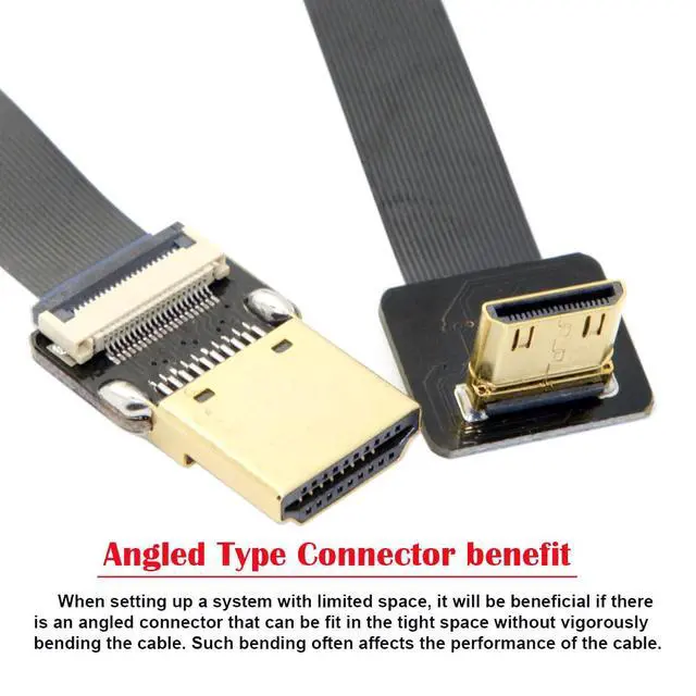 Alt view image 5 of 7 - CYFPV 90 Degree Up Angled FPV Mini HDMI Male to HDMI Male FPC Flat Cable 50cm for FPV HDTV Multicopter Aerial Photography