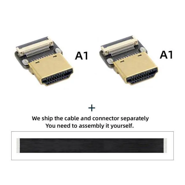 Alt view image 2 of 7 - FPV HDMI Type A Male to HDMI Male HDTV FPC Flat Cable 20cm for Multicopter Aerial Photography