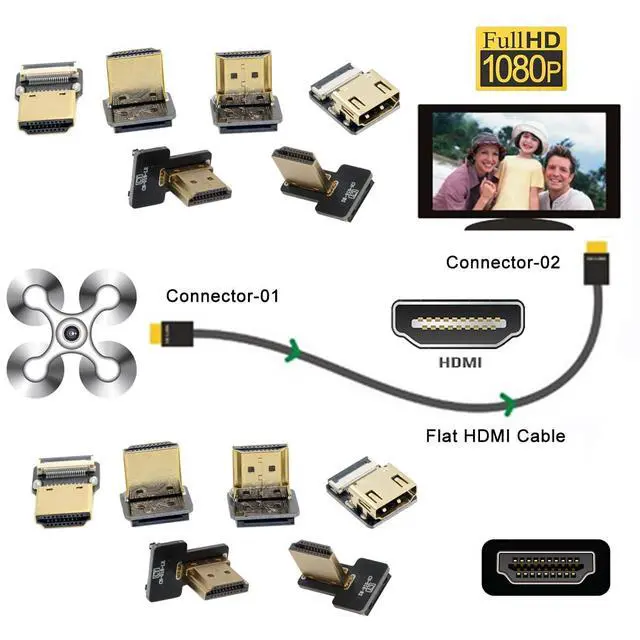 Alt view image 6 of 7 - FPV HDMI Type A Male to HDMI Male HDTV FPC Flat Cable 20cm for Multicopter Aerial Photography