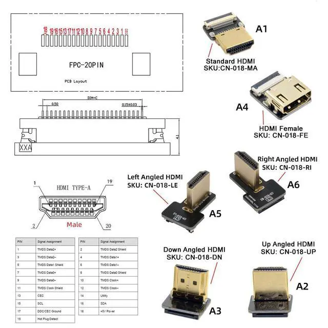 Alt view image 7 of 7 - FPV HDMI Type A Male to HDMI Male HDTV FPC Flat Cable 20cm for Multicopter Aerial Photography