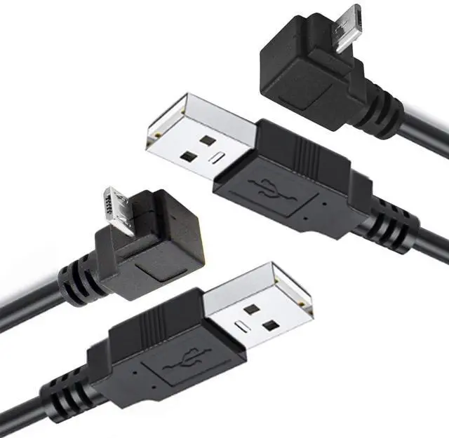 Main image of 2pcs USB 2.0 Male to Micro USB Up & Down Angled 90 Degree Cable 20cm for Cell Phone Tablet (20CM)