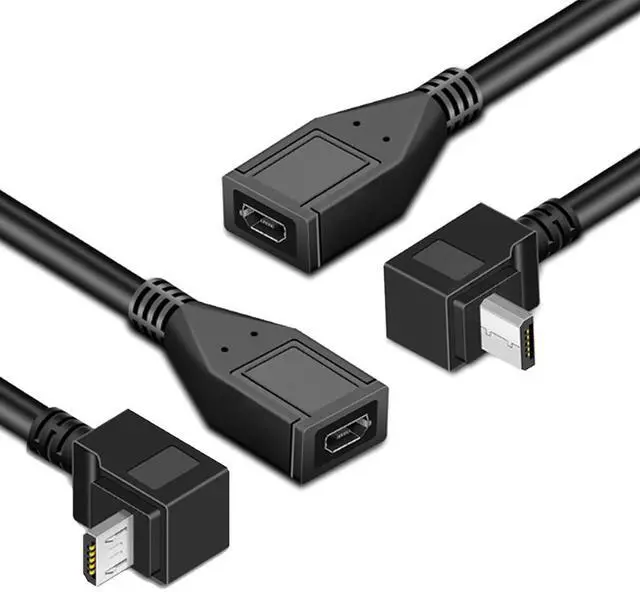 Main image of 2pcs Up & Down 90 Degree Angled Micro USB 2.0 Male to Female Extension Cable 0.2m Full Pin Connected (20CM)