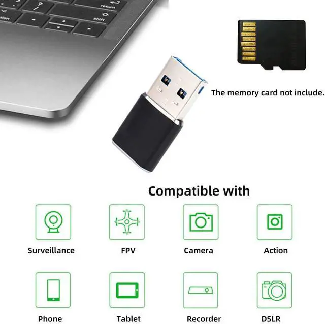 Alt view image 3 of 7 - Mini Size USB 3.0 to Micro SD SDXC TF Card Reader with Micro USB 5pin OTG Adapter for Tablet/Cell Phone