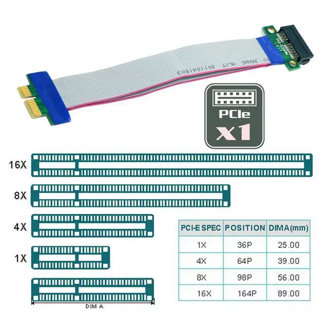 Alt view image 3 of 7 - PCI-E 1x Male to Female 1x Extension Cord Cable Adapter 20cm for Graphics Card